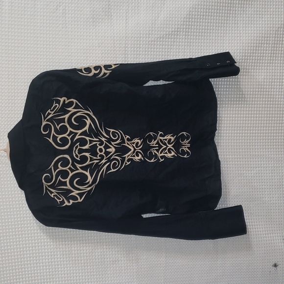 Lili Lalande Black Button Up Long Sleeve Embroidered Shirt Size- 42 - Picture 7 of 10